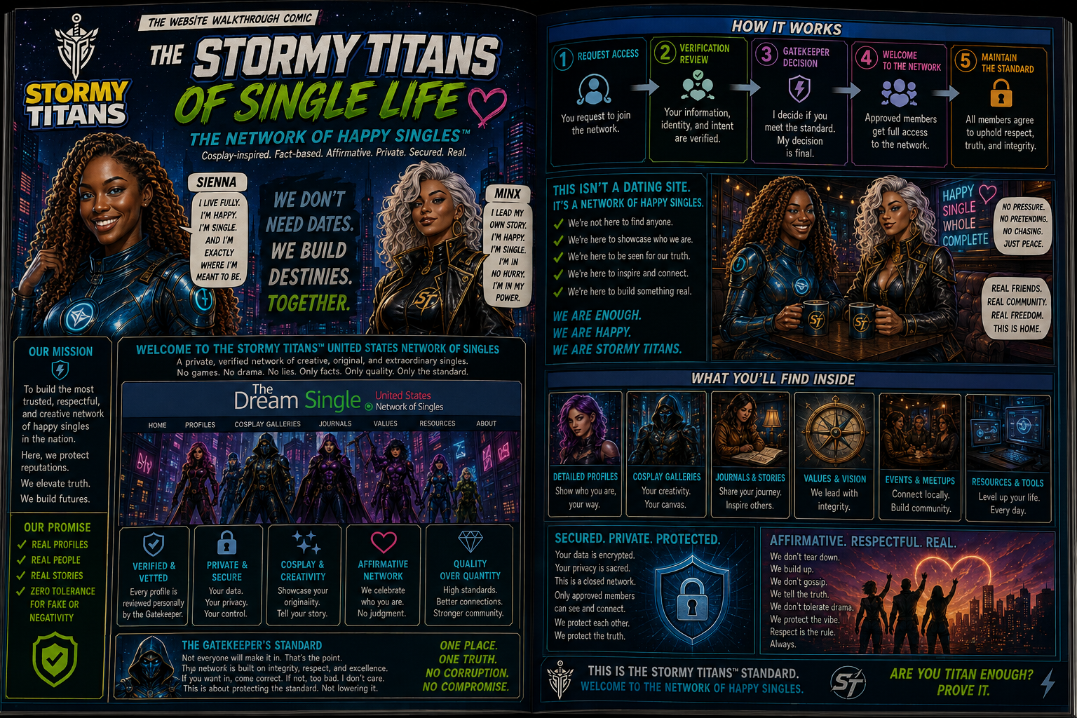 The Stormy Titans of Single Life website walkthrough comic